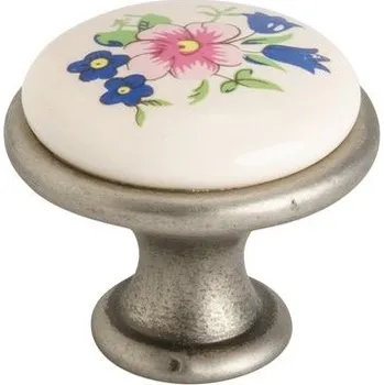 Gamet SIMON nikl patina/porcelán s kvítkem 29 mm