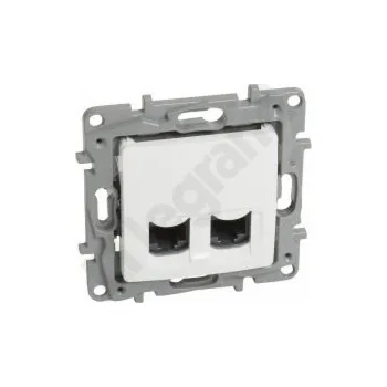 Elektroinstalační materiál Legrand NILOE Dvojitá počítačová zásuvka 2x RJ45 kat. 6 UTP bílá (764574)