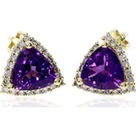 Zlatnictví Helios Zlaté náušnice s Ametystem a Diamanty