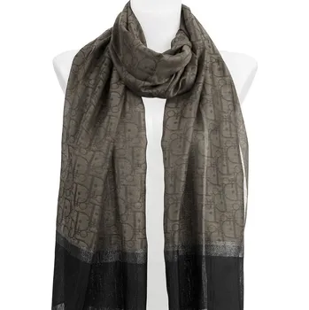 Šátek Dámský obdélníkový šátek s potiskem 113-15, v hnědé kombinaci 7200517-5