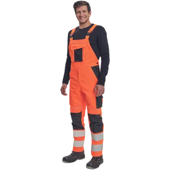 Montérky reflexní pracovní s laclem MAX VIVO HV oranžovo-černé vel. 60