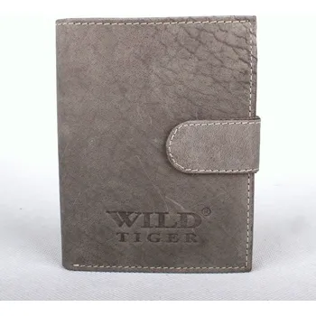 Peněženka Šedá pánská kožená peněženka na výšku Wild Tiger (AM-28-072A)