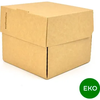 Jednorázové nádobí EKO box na hamburger, kraft, 120 x 118 x 105 mm