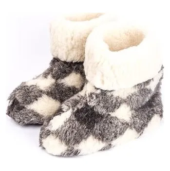 Pánské pantofle Vlnka TV bačkory z Merino vlny káro velikost obuv dospělí 41-42