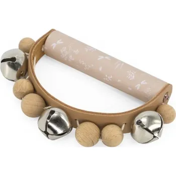 Hračka pro kojence Label Label Dřevěné chrastítko s rolničkami - Pink