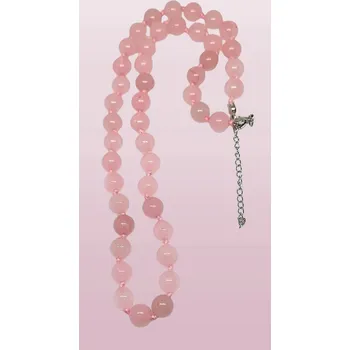 Náhrdelník Luxusní růženínový náhrdelník 8 mm s chirurgickou ocelí – kámen lásky