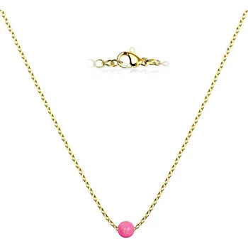 Náhrdelník NUBIS® Zlacený ocelový náhrdelník s opálem - kulička 5 mm - NBP62-OP57