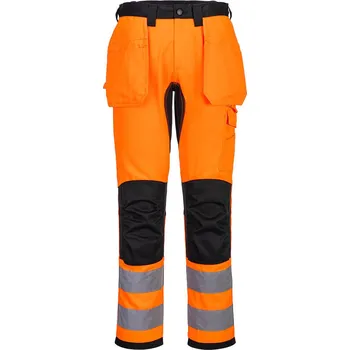 PORTWEST WX2 ECO HI-VIS CD889 / Reflexní ECO kapsové kalhoty - HV oranžová/černá UK 33/EU 48