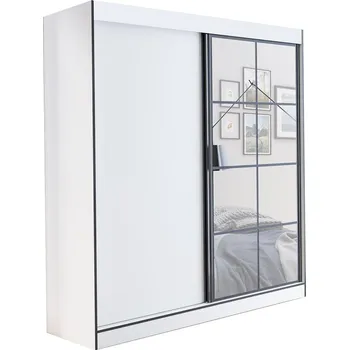Šatní skříň Šatní skříň OSLO 2 | se zrcadlem | 180 cm | bílá/černá