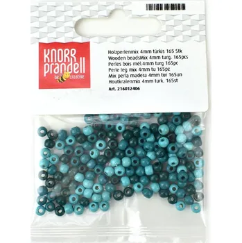 Dětské navlékací korálky Dřevěné korálky 4 mm, tyrkysový mix, 165 ks