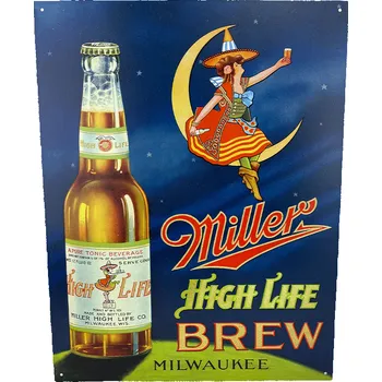 Plechová cedule Papírenská Plechová cedule HIGH LIFE BREW MILWAUKEE 40 cm x 32 cm