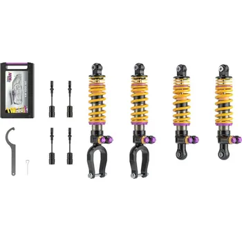 Výškově stavitelný podvozek KW V5 s čtyřcestně nastavitelnou tuhostí pro Lamborghini Huracán, Huracán max zatížení PN do 950 kg