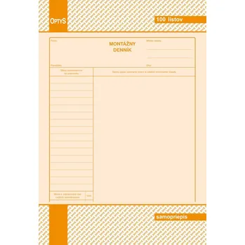 Tiskopis Montážny denník A4, samoprepis, 100 listů, Slovensko