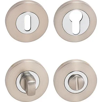 Dveřní kování Dveřní rozeta MP Rozeta-R (NP/OC), PZ - otvor pro vložku, MP NP/OC (nikl perla/chrom lesklý)