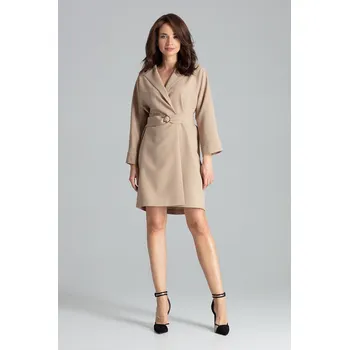 Dámské šaty Lenitif Dámské mini šaty Henselt L058 béžová L/XL