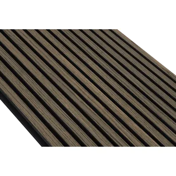 Obklad HTI Akustický dekorativní lamelový panel Dub ANTIK Formát (mm): 1395x600x20 (0,84m2), Podklad: středně šedá