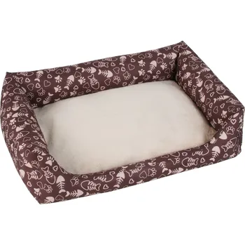 Pelíšek pro psa O´LALA PETS Pelech s bočnicemi SUPER vzor D124 Hnědo-béžový Rozměr: 55x80cm