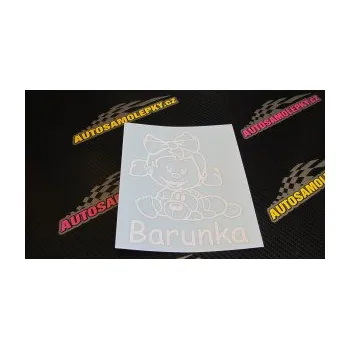 Samolepicí dekorace na vozidlo Dítě v autě 052 levá holčička s pejskem (09 - bílá) SAMOLEPKA NA AUTO, NÁLEPKA, FÓLIE, POLEP, TUNING, VLASTNÍ TEXT, TISK, AUTOSAMOLEPKY.cz, POLEPY, OBRÁZEK, LOGO, 3D STICKERS