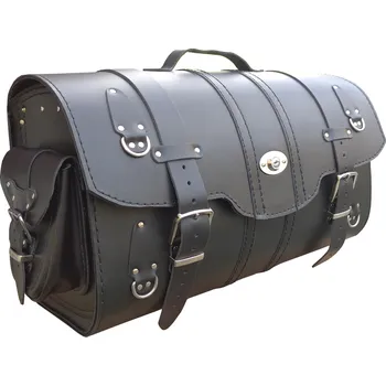 Zavazadlo na motocykl Diablo Moto kožený kufr se zámkem na nosič (Kožený kufr pro choppera se zámkem)