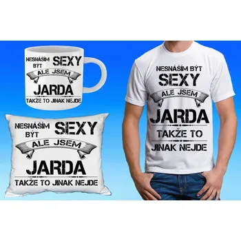 Pánské tričko JARDA dárkový set se jménem 122 (tričko, polštářek a hrneček se jménem )