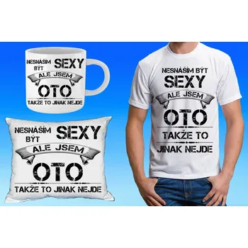 Pánské tričko OTO dárkový set se jménem 158 (tričko, polštářek a hrneček se jménem )