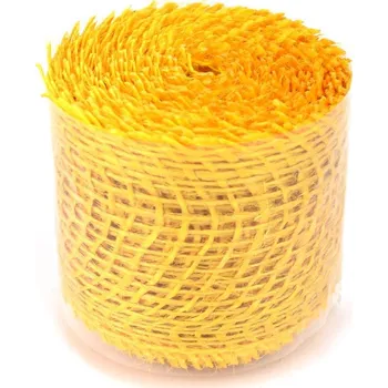 Stuha Jutová stuha žlutá, 4 cm x 3 m