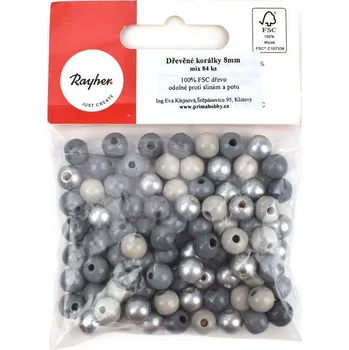 Dětské navlékací korálky Dřevěné korálky, 8 mm, mix šedý, 84 ks