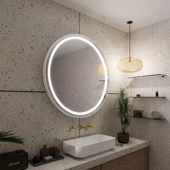 Zrcadlo <PRODUCT>Zcadlo kulaté LED LOFT LONDON v rámu z broušeného hliníku<PRODUCT>