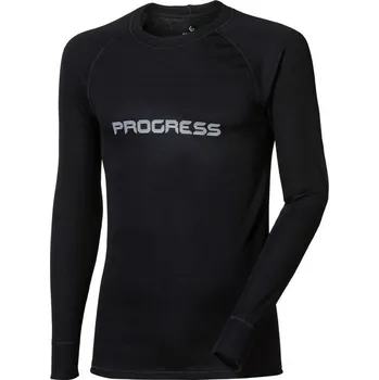 Pánské tričko Triko s dlouhým rukávem PROGRESS Dry Fast pánské černá-bílá logo Velikost: XL