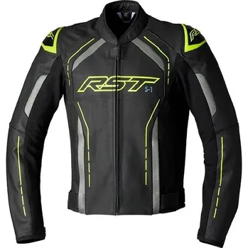 Moto oblečení Kožená bunda RST 2977 S1 Mens CE Black / Fluo Yellow - 3XL