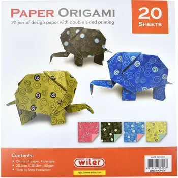 Výtvarný papír Sada papírů na origami, 20 x 20 cm, 80 g, 20 listů, spirály