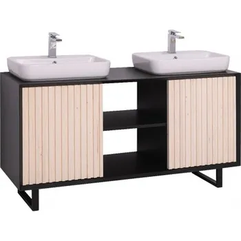 Koupelnový nábytek Dvířková skříňka pro 2 umyvadla Layne 759 - černá/béžová