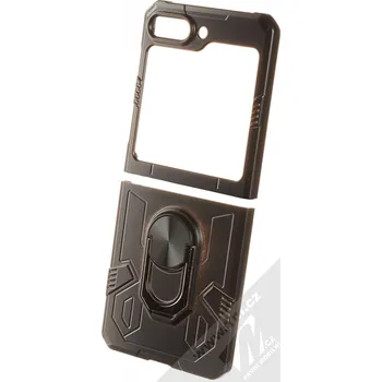 Pouzdro na mobilní telefon 1Mcz Armor Ring odolný ochranný kryt s držákem na prst pro Samsung Galaxy Z Flip5 černá (black)