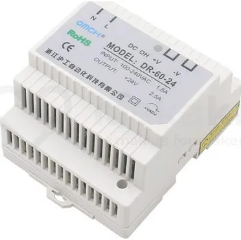 Elektronická stavebnice OMCH DR-60-24 modulový napájecí 230V AC-DC zdroj na DIN 24V/2.5A 60W