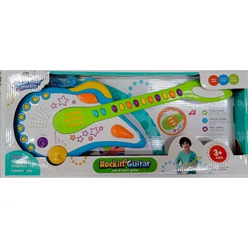 Hudební nástroj pro děti Kytara plastová dětská na baterie se světlem a zvukem