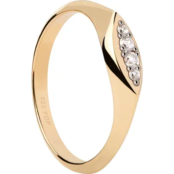 Prsten PDPAOLA Elegantní pozlacený prsten se zirkony Gala Vanilla AN01-A52 54 mm + 2 měsíce na vrácení zboží