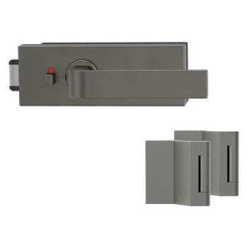 Dveřní kování GK - PURISTO S - ZÁMEK na sklo s klikou GRAPH - WC S2L (vč. závěsů) kování na sklo WC set Kašmír šedá (27)