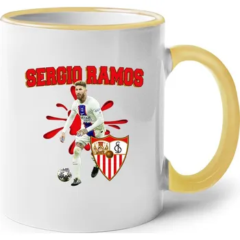 Keramický hrnek Sergio Ramos, Barva Žlutá, Velikost 330 ml, Canvas Keramický hrnek s barevným uchem Bezvatriko.cz 2380