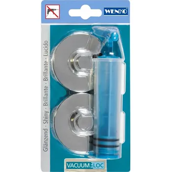 Držák na ručník WENKO Náhradní díl - 2x základna a pumpa BEZ VRTÁNÍ VacuumLoc chromový 3x6x6 cm