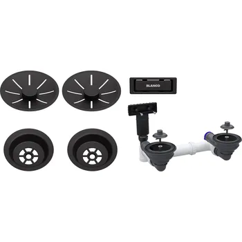 Granitový dřez Odtoková sada Blanco v provedení Černá matná, pro dvě vaničky 207438