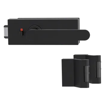 Dveřní kování GK - PURISTO S - ZÁMEK na sklo s klikou AVUS - WC S2L (vč. závěsů) kování na sklo WC set Grafit černá (28)