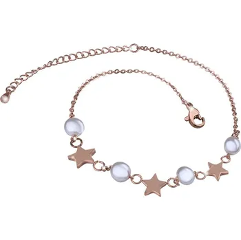 Módní doplněk Troli Jemný bronzový náramek s hvězdami a perličkami + 2 měsíce na vrácení zboží