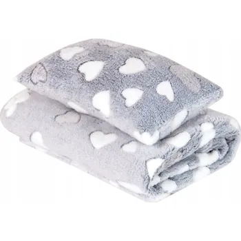 Pelíšek pro psa Deka + polštář M - šedá / srdce