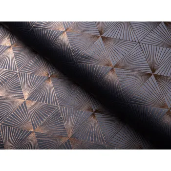 Sametová látka Isabela IBL-003 Rose Gold trojúhelníky na šedém - šířka 280 cm