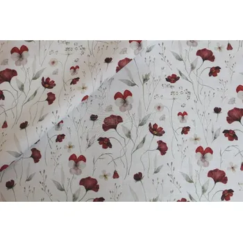 Galanterie Vínové luční kvítí - bavlněné plátno, šíře 155cm - digitální tisk
