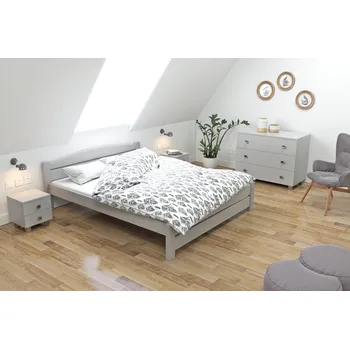 Ložnice Postel Basty masiv smrk 140x200 cm šedá + rošt ZDARMA