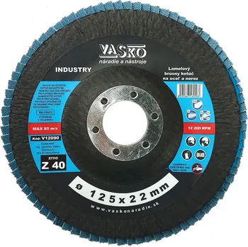 Brusný kotouč Lamelový brusný kotouč na kov a NEREZ 125x22,2, zrno 40, INDUSTRY