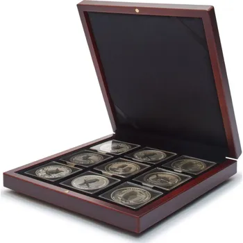 Obal pro sběratelský předmět Mahagonová etuje pro 9 kapslí Quadrum