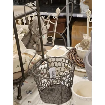 Hnědý drátěný dekorační košík králík Bunny - Ø 15*34 cm