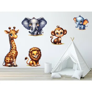Samolepící dekorace Zvířátka z Afriky samolepky na zeď arch 47 x 33 cm